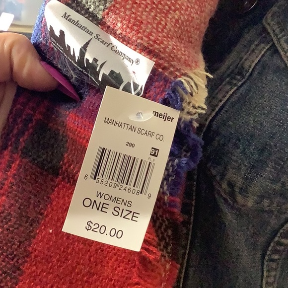 Manhattan Scarf Company NEW - Blanket scarf - checkered - fringe - - Picture 6 of 7